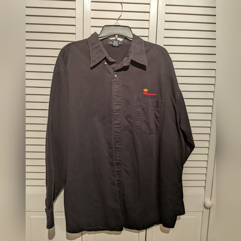 Men's button down shirt with Budweiser logo